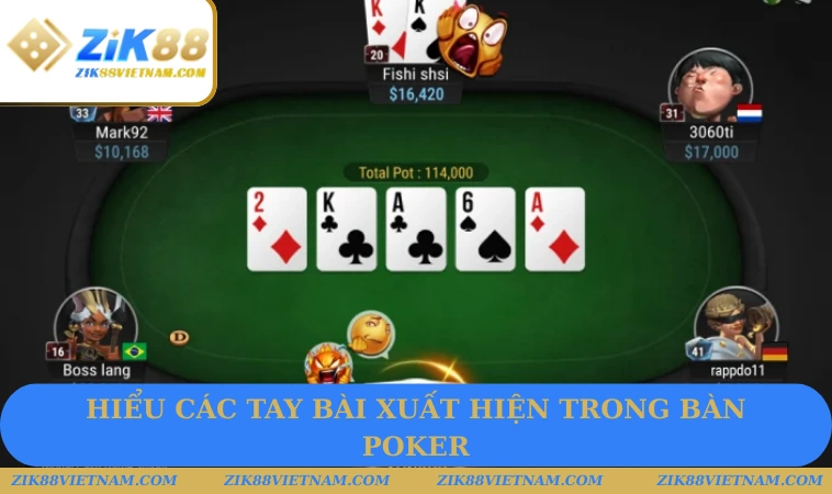 Hiểu các tay bài xuất hiện trong bàn Poker Hiểu các tay bài xuất hiện trong bàn Poker