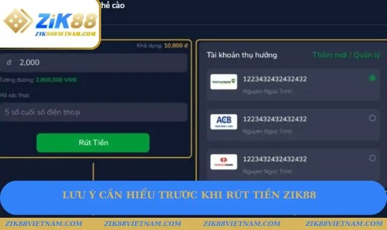 Lưu ý cần hiểu trước khi rút tiền ZIK88 Lưu ý cần hiểu trước khi rút tiền ZIK88